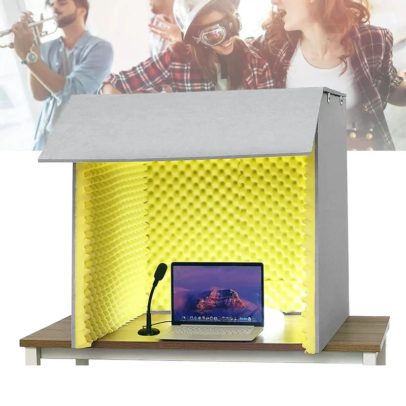 Portable Vocal Booth Box Desktop Soundproof Shield with Acoustic Foam Panel for Home Studio Recording Noise Blocking and Reverb Dampening to Crank Out Clean Vocals Anywhere Flame Retardant Design for Safety