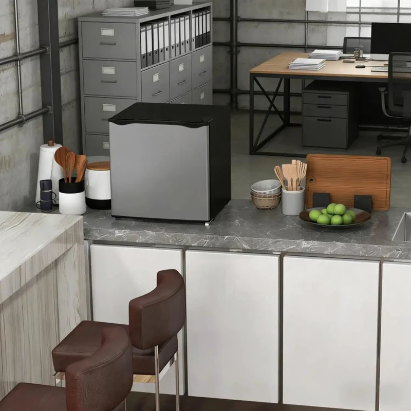 Slick Compact Upright Freezer Sweet Countertop Mini Fridge Silver 1.1 Cu Ft Storage No Sweat Adjustable Temp Smooth Quiet Compressor Runs Perfect For Tight Dorm Spots Apartments And Desk Setups