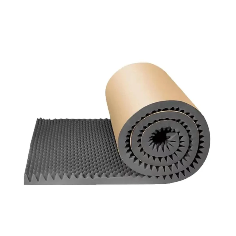 Hefty Self Adhesive Soundproof Egg Crate Foam Roll Wall Panels Grey High Density Fireproof Acoustic Noise Absorbing Padding No Sweat Peel Stick Easy Room Hack