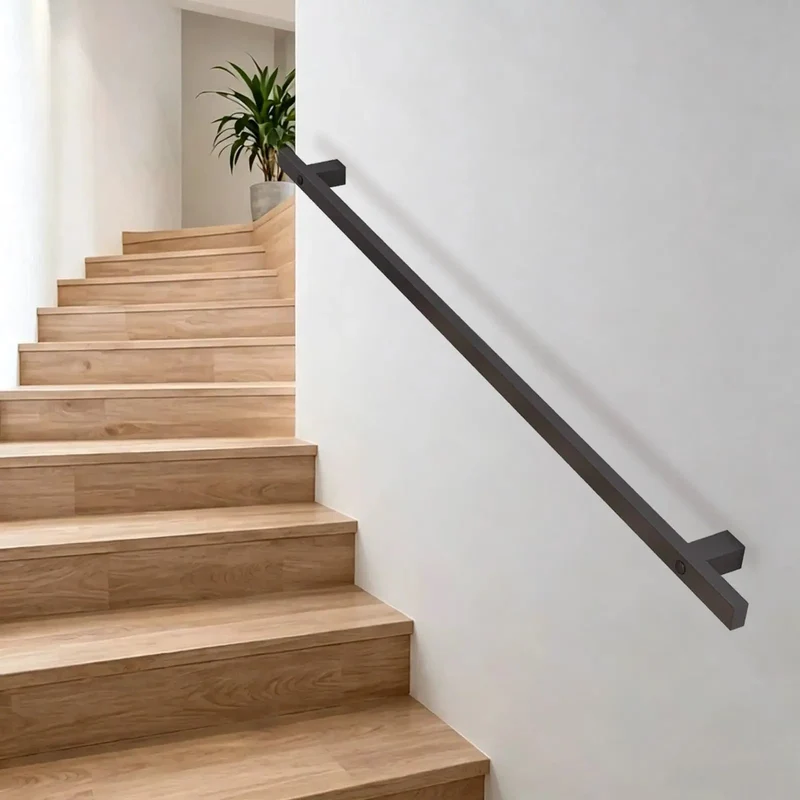 Heavy Duty Black Wrought Iron Stair Railing With Tough As Nails Build And Slick Non Slip Grip Adjustable From Thirty To Six Hundred Centimeters For Rock Solid Support And Badass Wall Decor