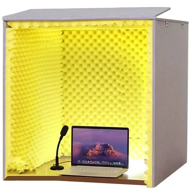 Hella Effective Portable Soundproof Booth With Foldable Acoustic Foam Panels For Desktop Recording Studio Noise Blocking Vocal Shield And Mic Setup