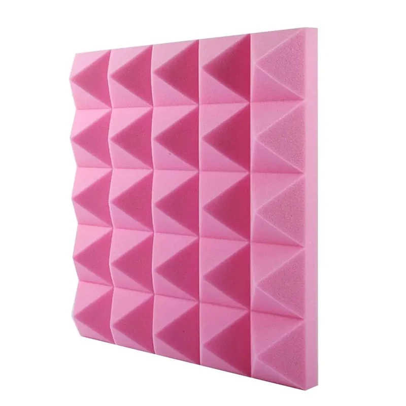 Heavy Duty Pink Acoustic Foam Panels For Walls 12 Pack Self Adhesive Soundproofing Tiles Featuring Fireproof High Density Noise Reducing Padding For A Smooth Audio Vibe In Your Space