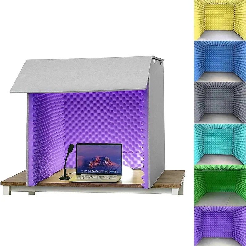 Rock Solid Soundproof Vocal Booth Portable Microphone Isolation Shield Desktop Acoustic Foam Coverage Killer Noise Blocking For Crisp Professional Home Studio Sessions Every Single Time
