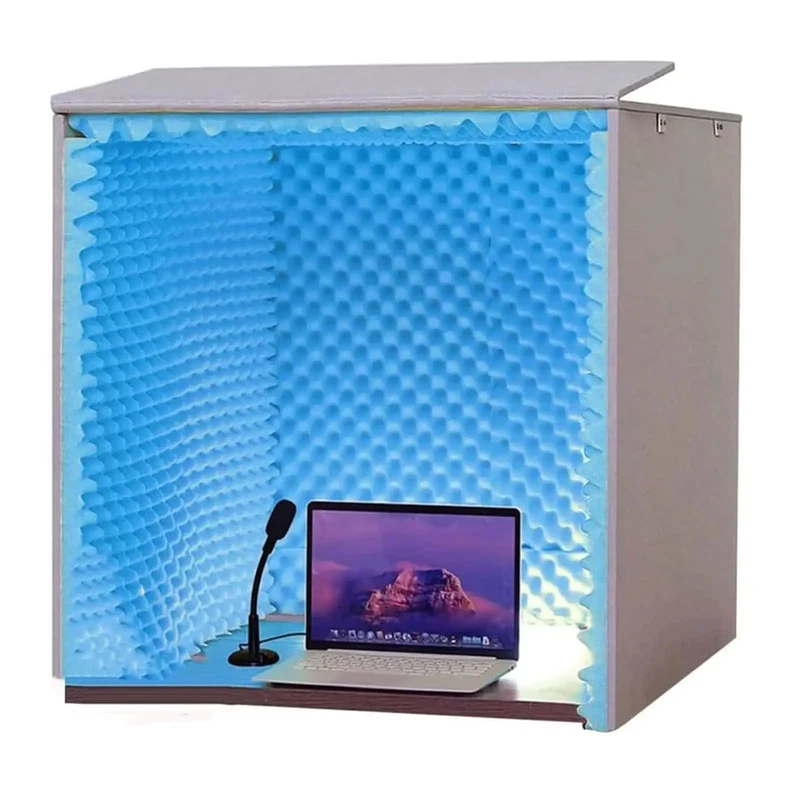 Portable Desktop Sound Isolation Booth For Microphones High Density Acoustic Foam Vocal Recording Cover Quick Setup Podcast Mic Blocking Zero Echo Pro Level Home Studio Kit