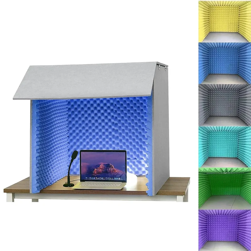 Badass Desktop Soundproof Cover For Portable Vocal Recording Setup Featuring Slick Flame Retardant Acoustic Foam Panels Foldable Microphone Shield For Broadcast Podcasts And Live Streams