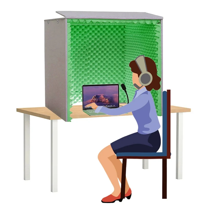 Ditch The Echo And Capture Clean Vocals With This Portable Foldable Microphone Isolation Shield Soundproof Booth High Density Foam Panel For Desktop Podcasting Setup