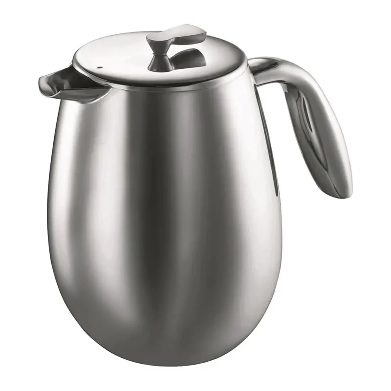 Thermal French Press Coffee Maker 51 Oz Double Wall Stainless Steel Insulated Plunger Brews Rich Coffee and Tea Instantly Keeps Mug Piping Hot with Beefy Build and Glossy Chrome Trim That Drops Clean Vibes On Your Kitchen Counter Top Daily