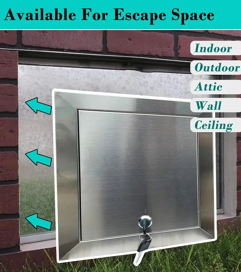 Rock Solid Lockable Waterproof Stainless Steel Ceiling Access Panel Attic Door Cover With Secure Latch For Easy Drywall Installation Hassle Free Upkeep Slick Finish 9X9 Inch